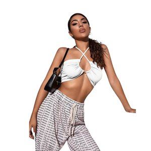 SHEIN Crop Criss Cross Halter Top